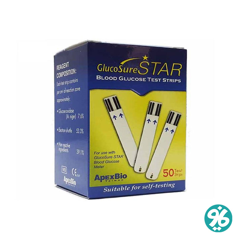 خرید نوار تست قند خون گلوکوشور استار 50 عددی glucosure star